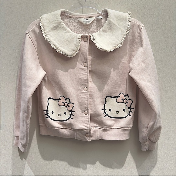 H&M Other - H&M Hello Kitty Light Pink Jacket Sweatshirt Ruffle Collar US 8/10
